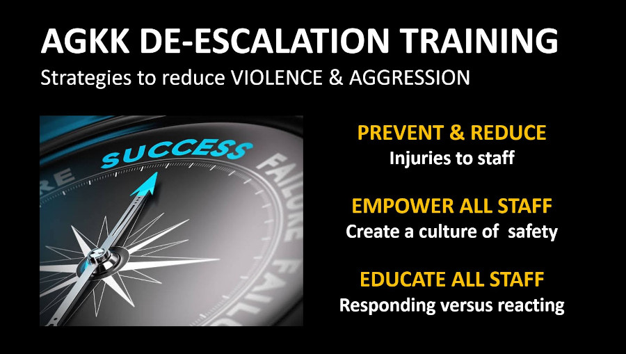 AGKK DE-ESCALATION TRAINING – Empowering Staff with workplace solutions OCCUPATIONAL VIOLENCE & AGGRESSION TRAINING - OVA TRAINING