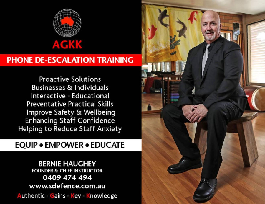 AGKK Phone De-escalation training that is custom-made to help protect your staff, business or organisation. Training staff with practical phone de-escalation skills and solutions for occupational violence and aggression.